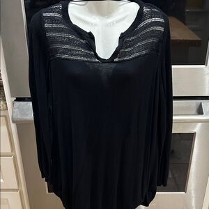Absolutely Black Women's Blouse with Sheer Accents